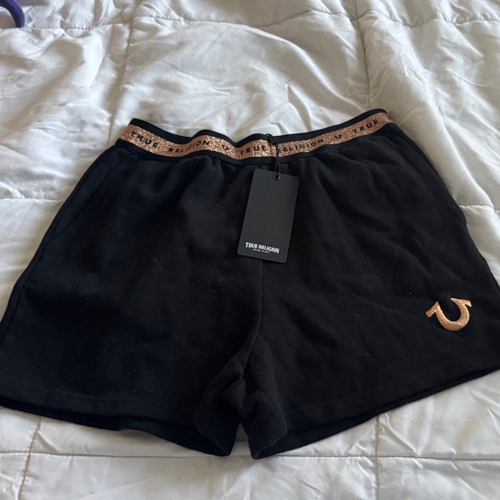 True Religion Black Denim Shorts